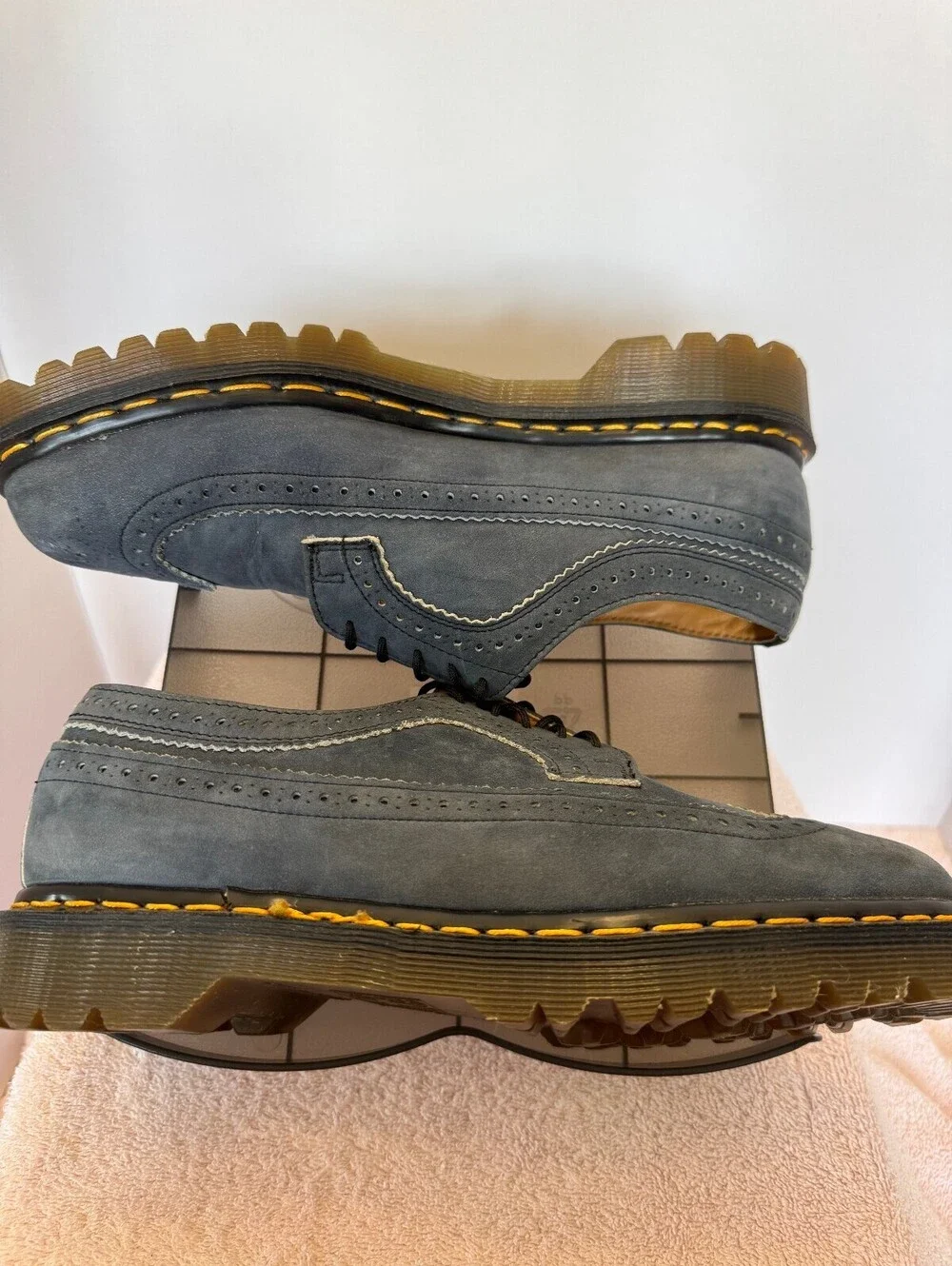 Dr Martens 3989 England Blue Suede Wingtip Brogue Shoe UK 9